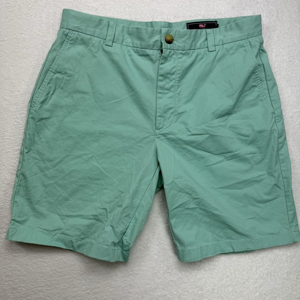 Vineyard Vines Breaker Shorts Size 34 Aqua Chino Flat Front Casual